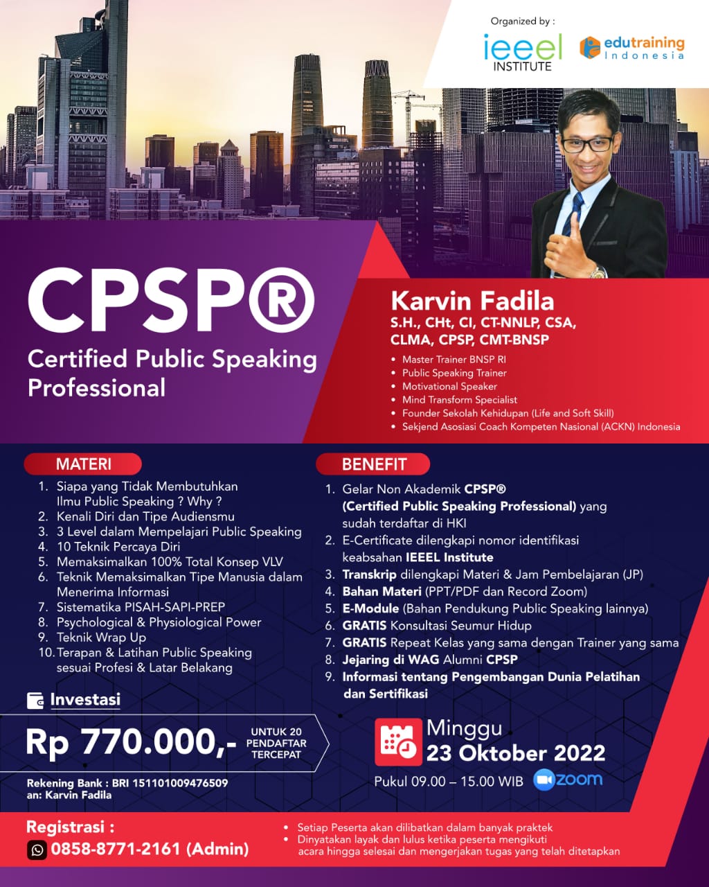 Pelatihan Certified Public Speaking Professional (CPSP)